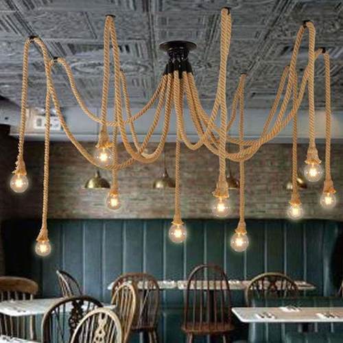 美式复古工业风麻绳天女散花吊灯网咖办公室服装店餐厅卡座蜘蛛灯