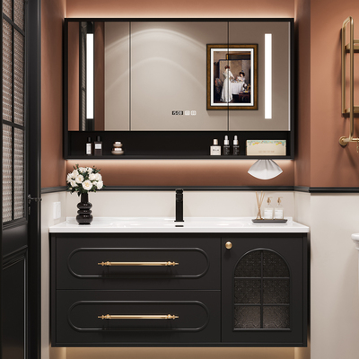 妙泉海法式田园风橡木浴室柜组合