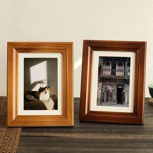 美式复古实木相框摆台6寸7寸a4影楼摄影装裱胡桃色相框挂墙