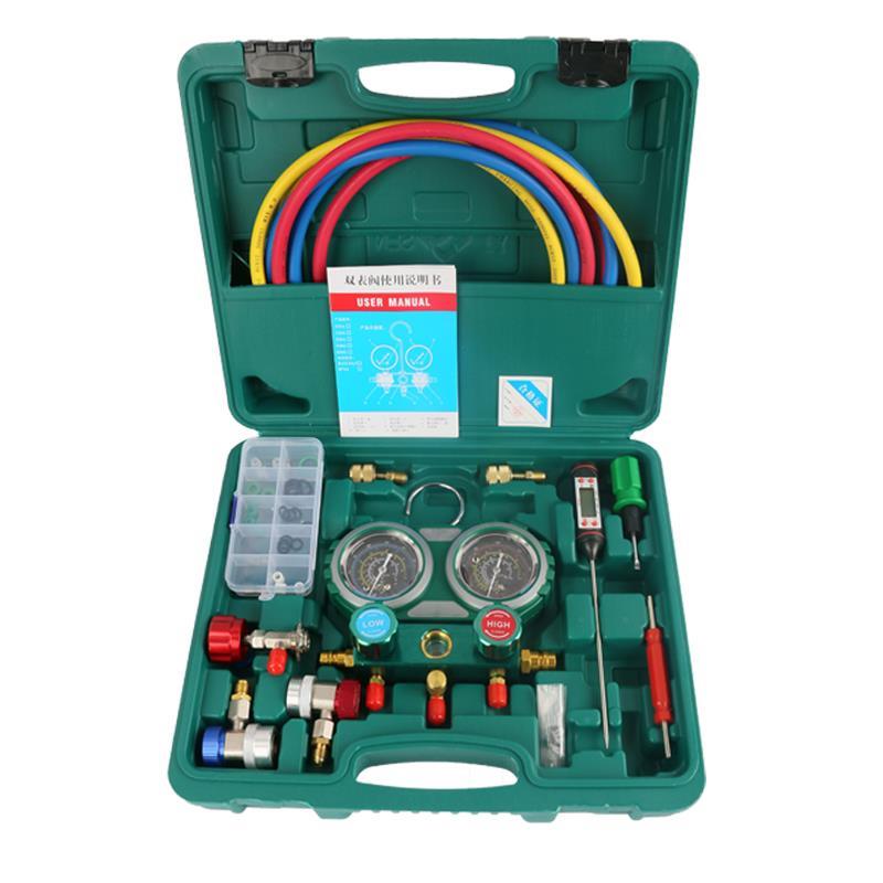 汽车空调加氟表 R134A冷媒雪种压力表家用R22R410空调双表阀工具