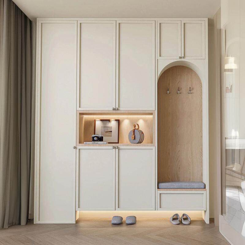 实木独立自由组合衣柜推拉门定制家用卧室复古柜门储物收纳柜柜门