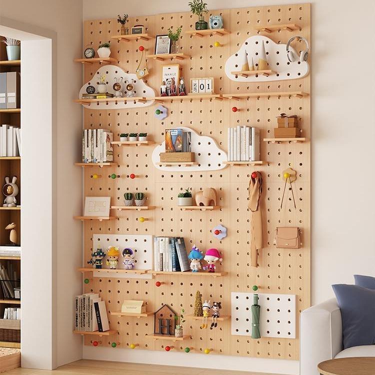 洞洞板入户玄关墙上置物架隔板挂板收纳架墙面墙壁展示架