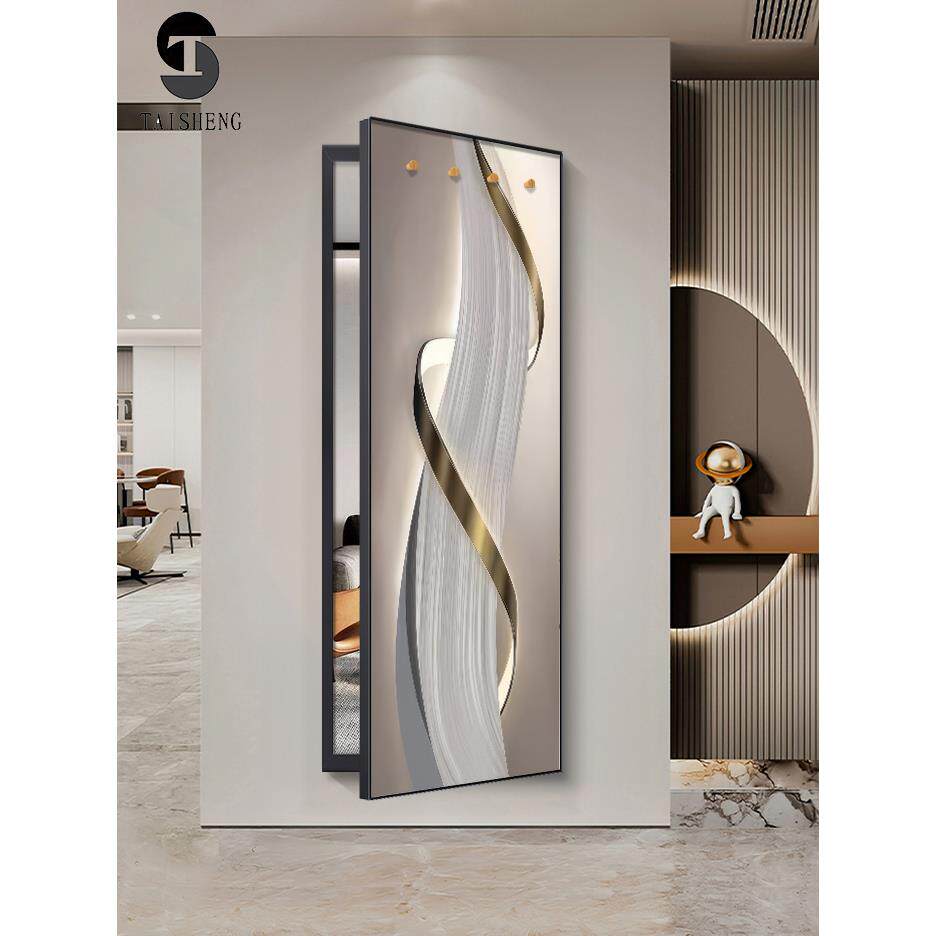 入户推拉全身镜隐形穿衣镜壁画带挂钩翻开门隐藏式试衣镜玄关挂画