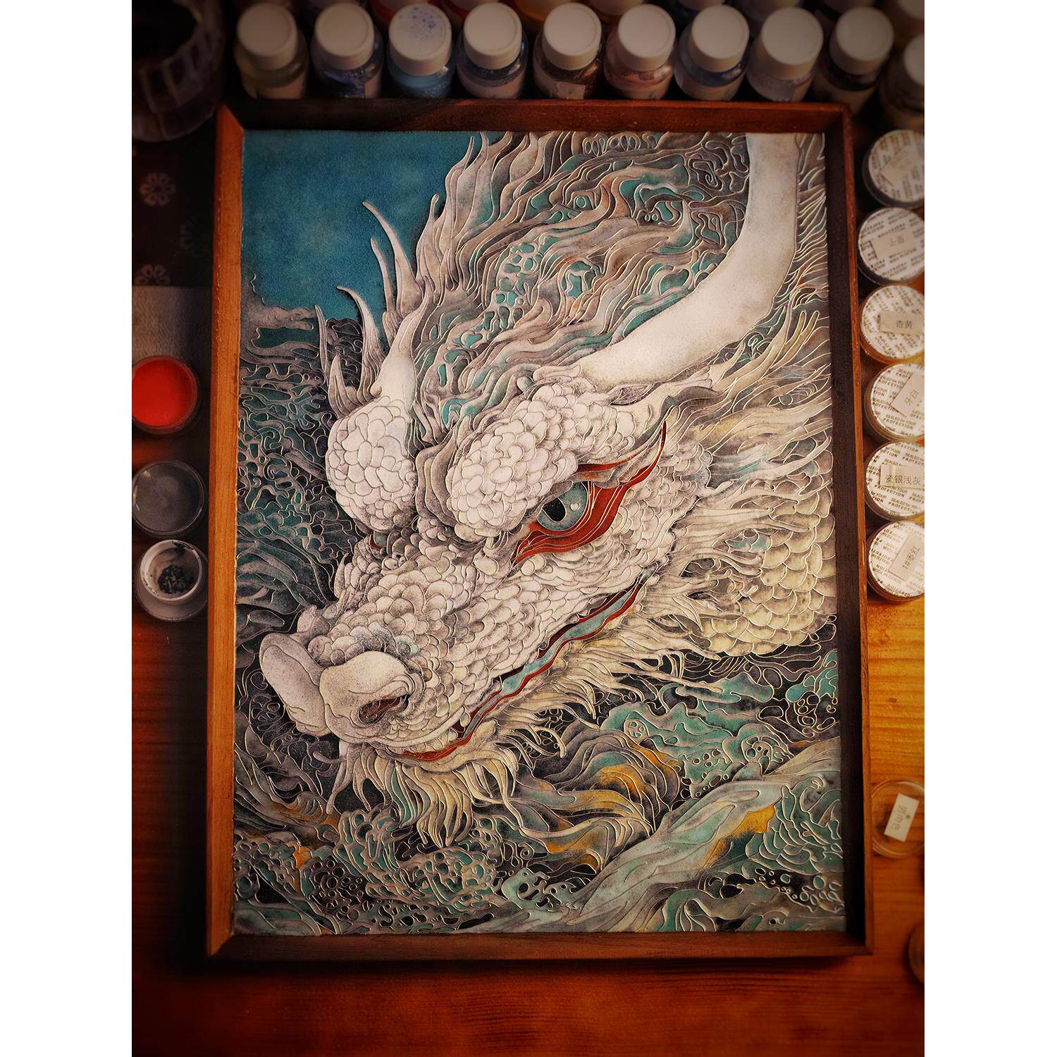 小白龙掐丝珐琅DIY材料包景泰蓝茶盘托盘芳子的三月SY2025311