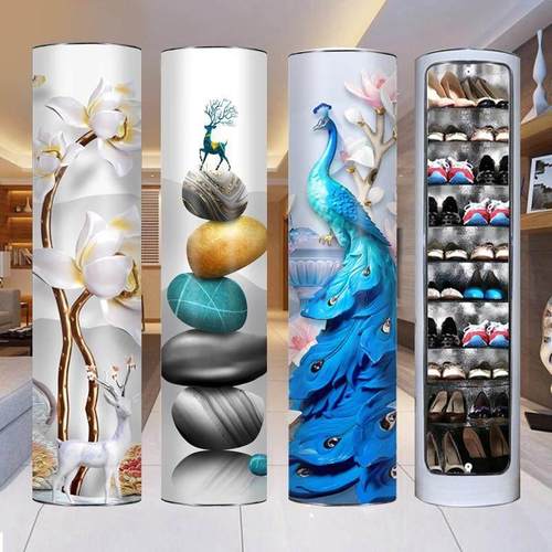 新款2024爆款360度旋转鞋柜家用门口鞋架杀菌消毒圆形圆柱大容量