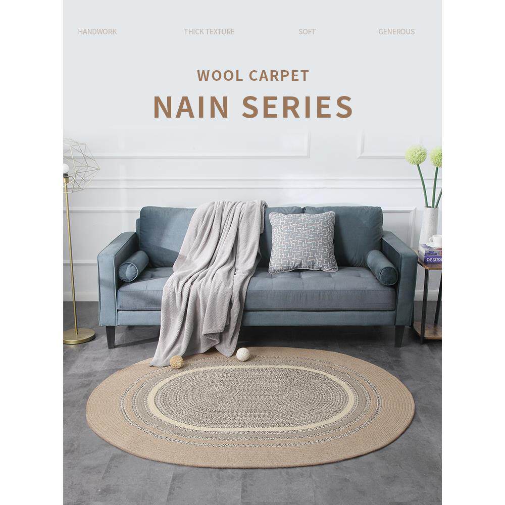 手工编织羊毛地毯客厅茶几沙发垫无胶家用房间卧室床边毯地垫定制