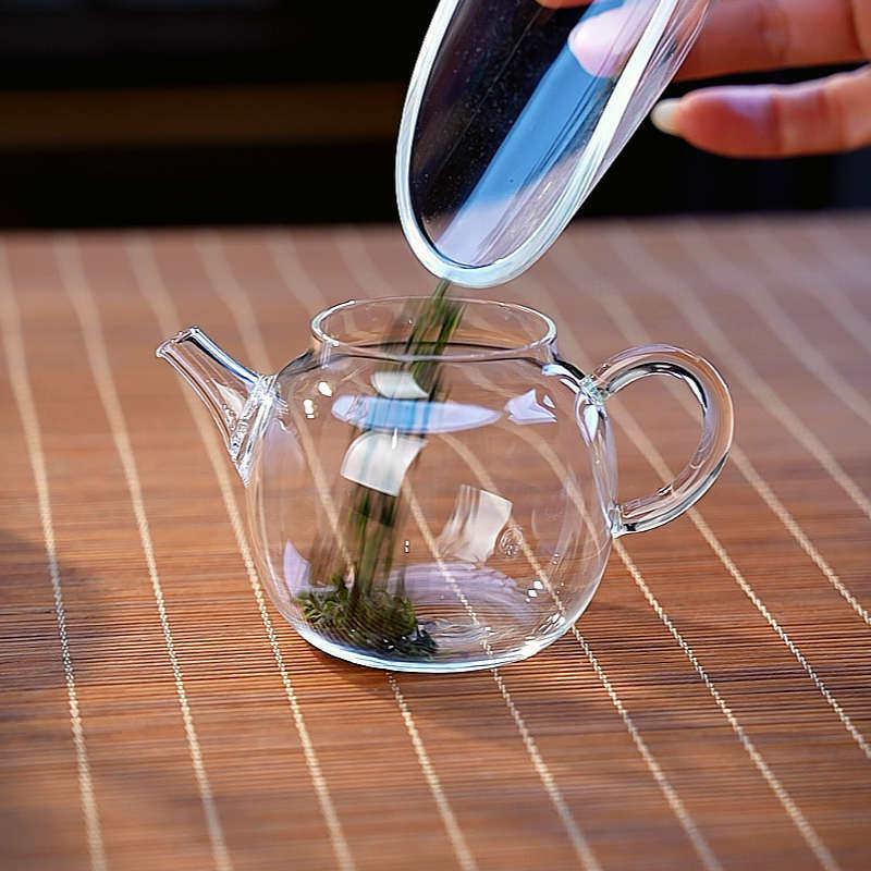 轻奢玻璃泡茶壶家用耐热小号透明迷你纯手工花茶壶带过滤小壶