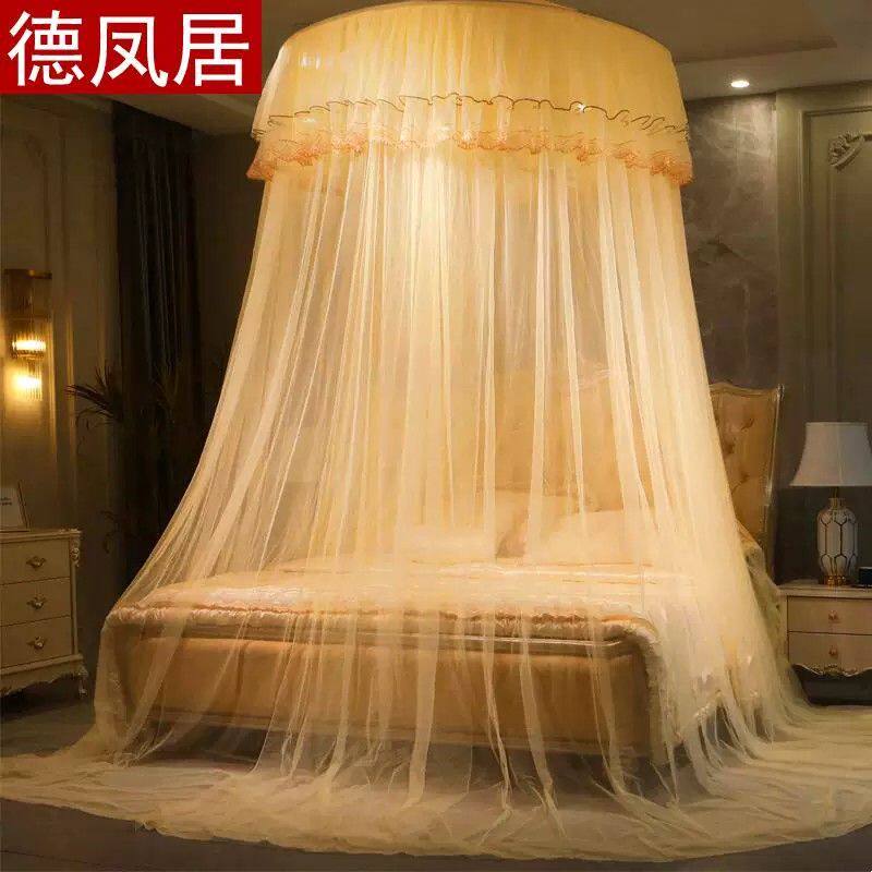 圆顶吊顶蚊帐公主加密吸顶圆形1.5/1.8m2米床家用双人加大免安装