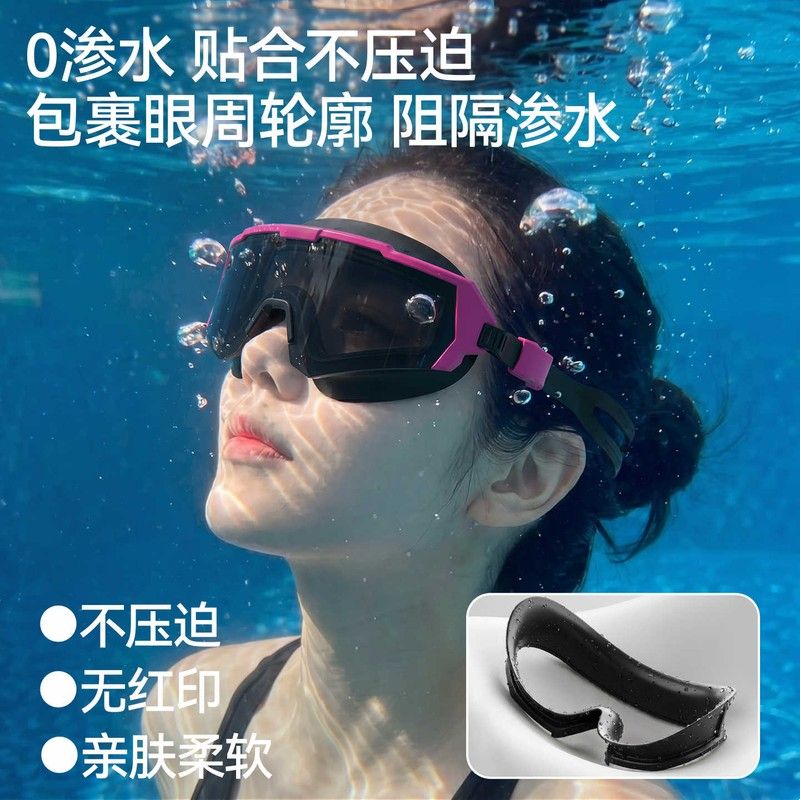 英瑞特泳镜高颜值女款男款高清防水防雾大框女士游泳眼镜泳帽套装图片