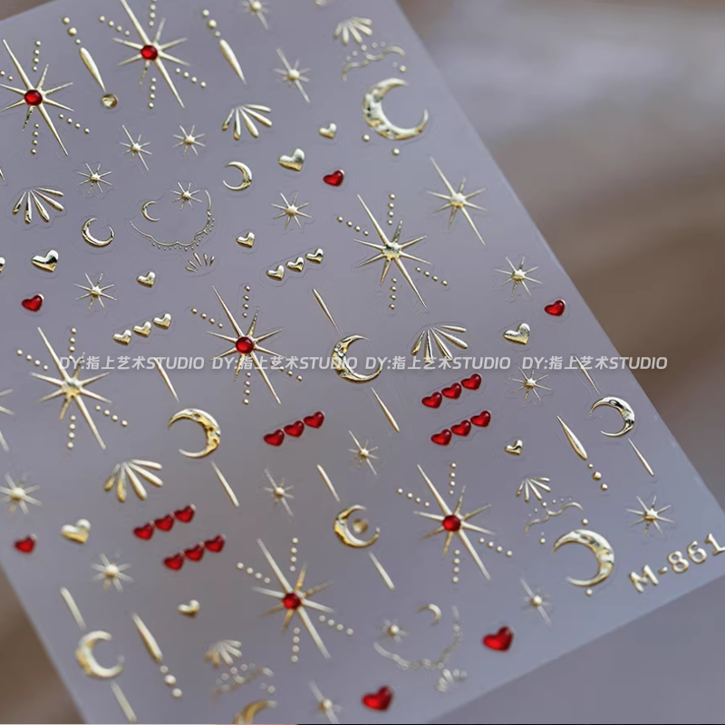 巴洛克星月美甲贴纸烫金星芒月亮爱心立体浮雕带背胶指甲贴装饰品,彩妆/香水/美妆工具,指甲装饰,淘宝优惠券,粉丝福利购,淘宝优惠卷