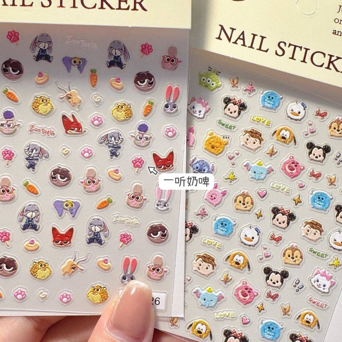 手绘风迪士尼总动员浮雕立体美甲贴纸疯狂动物园兔子警官diy手机