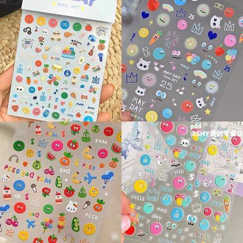 新年五月天贴纸涂鸦演唱会美甲应援贴纸卡通浮雕指甲立体可爱diy