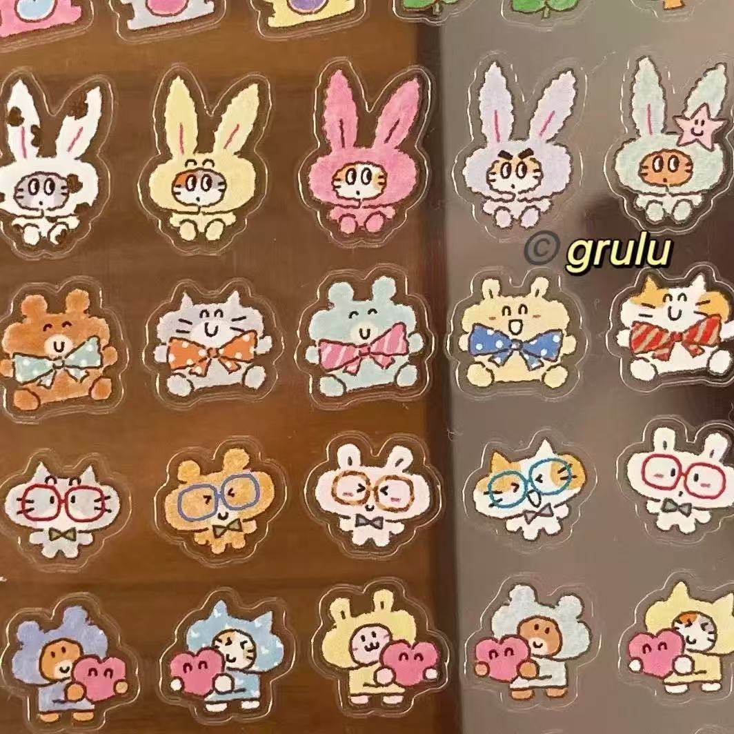 韩国grulu好朋友可爱小动物手帐贴纸 原创贴纸小鼻嘎可爱防水贴纸,彩妆/香水/美妆工具,指甲装饰,淘宝优惠券,粉丝福利购,淘宝优惠卷