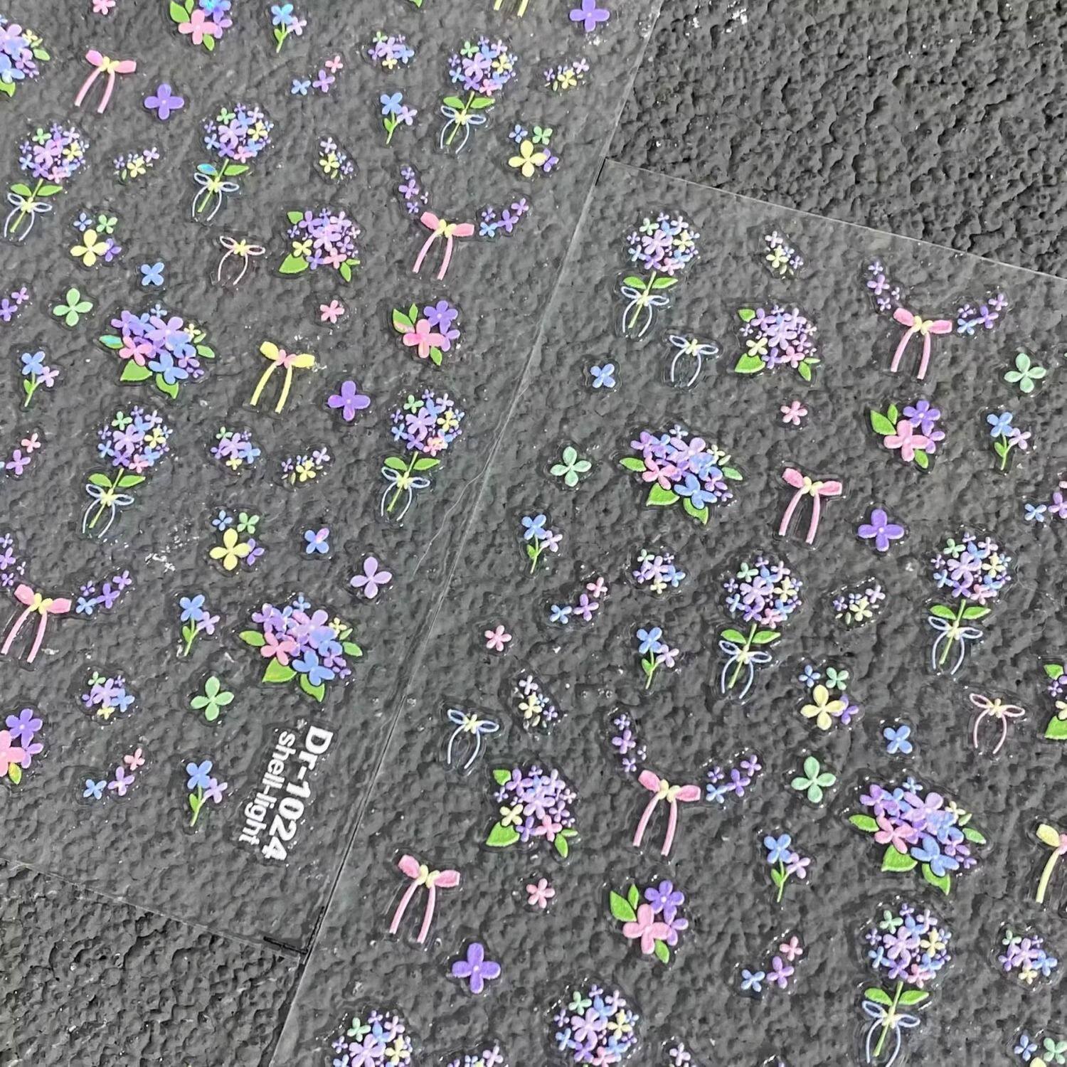 夏日浪漫碎花浮雕美甲贴纸小碎花