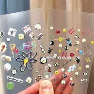 GD权志龙应援演唱会烫银镭射果冻立体贴纸定制向日葵手机贴纸