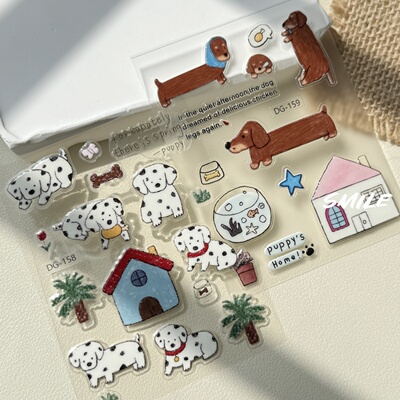 甜酷可爱腊肠狗滴胶贴纸