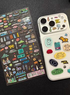 小红书爆款iPhone17promax苹果手机贴纸定制简约多巴胺小元素可爱