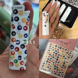 送男朋友diy草蜢打火机桌球号数5D果冻美甲贴纸台球小图案个性饰