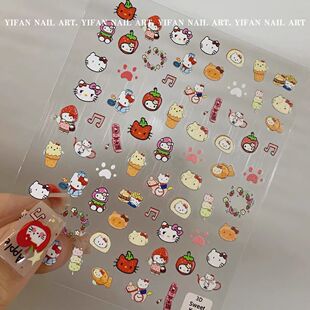 日系美甲网红hellokitty凯蒂猫KT美甲贴纸定制ccd相机手机平板贴