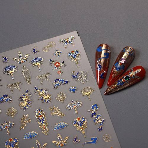 国风烫金云端金凤婚甲美甲贴纸