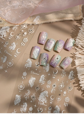 TENSOR梦幻独角兽美甲贴纸新年马年新款ins风少女心星月装饰贴纸