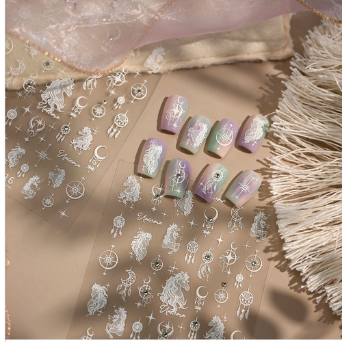 TENSOR梦幻独角兽美甲贴纸新年马年新款ins风少女心星月装饰贴纸