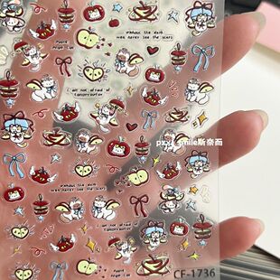 苹果17promax镜头贴纸新款苹果小猫浮雕美甲贴纸定制3d立体蝴蝶结