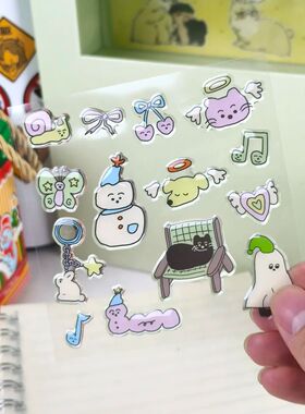 小红书新款涂鸦小狗果冻高颜值立体贴纸卡通可爱ipad手机壳装饰