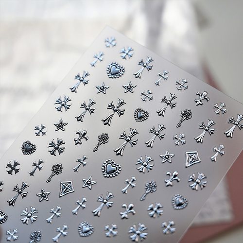 小红书同款复古朋克爱心美甲贴纸