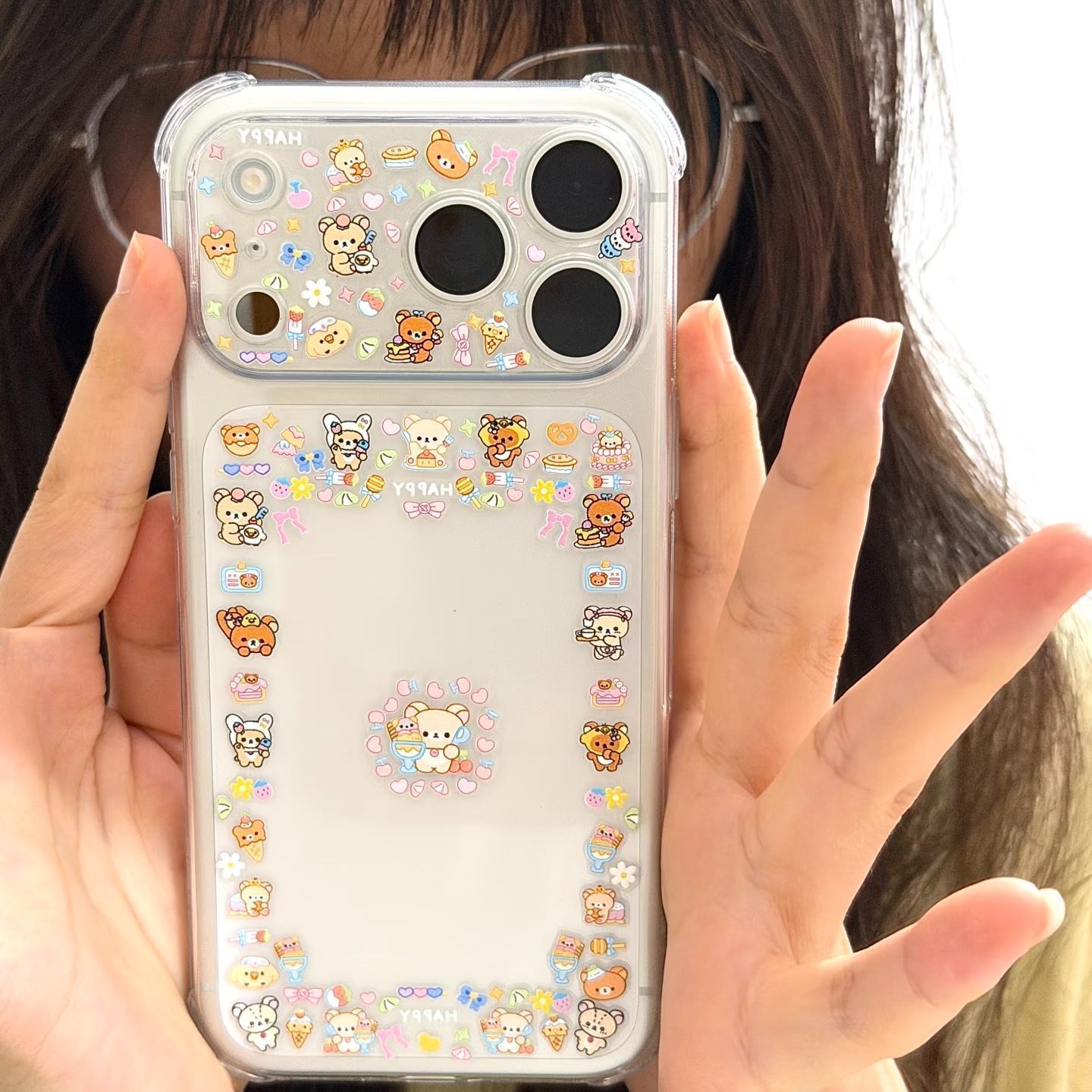 轻松熊贴纸韩系ins可爱卡通苹果手机壳iphone17贴纸镜头diy贴纸