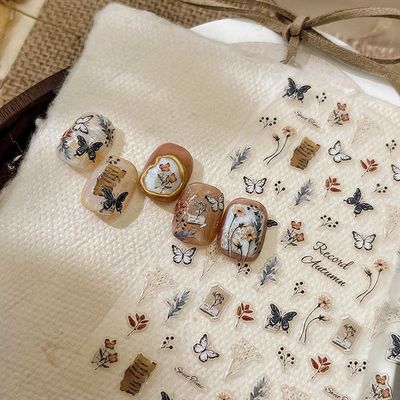 复古花朵新款新年秋季干花蝴蝶美