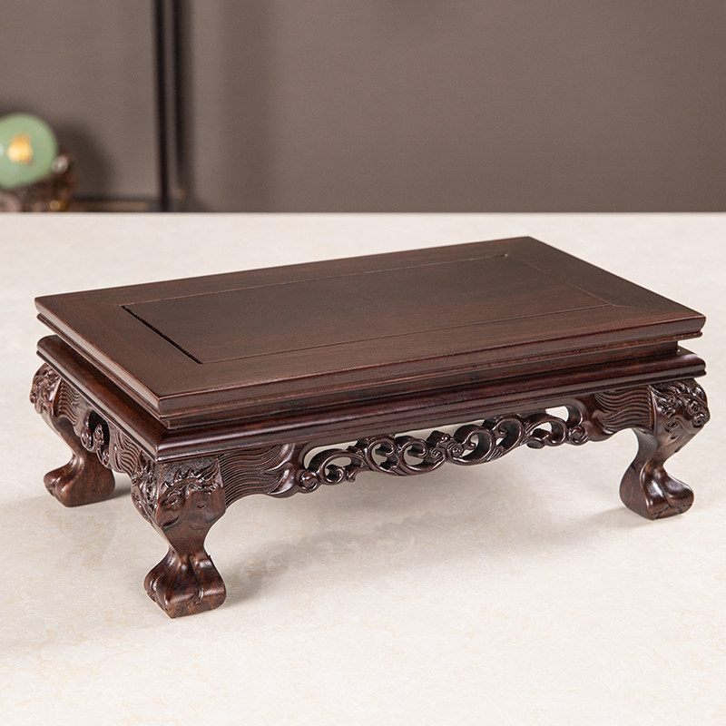 红木雕刻工艺礼品摆饰佛像摆件长正方形花瓶盆景奇石头鱼缸底座实