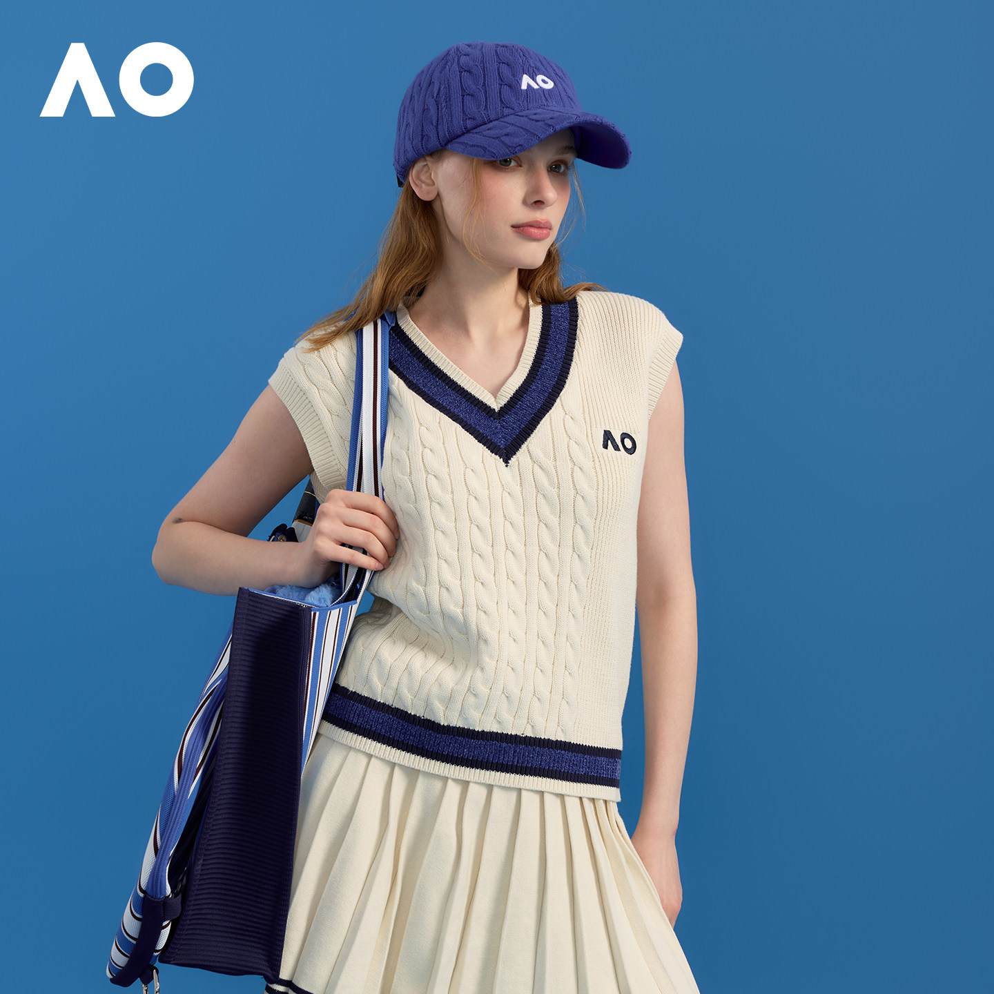 AO澳网运动V领无袖背心女士间色毛织背心2025新款网球运动服女,运动服/休闲服装,运动背心,淘宝优惠券,粉丝福利购,淘宝优惠卷