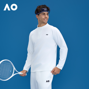 AO澳网运动卫衣速干隐拉立领长袖半拉链秋装休闲长袖卫衣男网球服