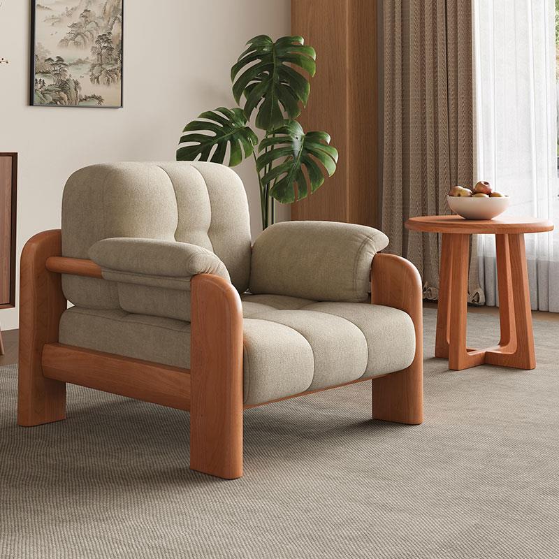 全实木沙发椅小户型客厅阳台原木风家用休闲沙发高端布艺单人沙发