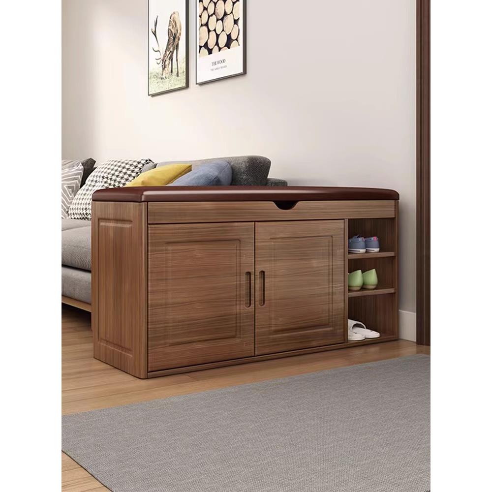 全实木鞋柜家用门口换鞋凳可坐穿鞋凳入门鞋架软包多层门厅免安装