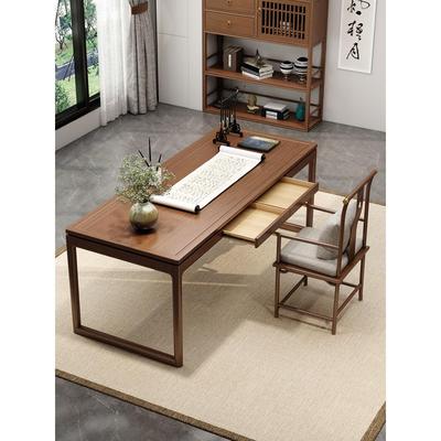 新中式实木书桌书法桌家用老榆木卧室办公桌书房写字书画桌工作台