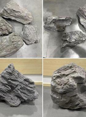 仿真英德石假石头室内橱窗绿植造景摆件玻璃钢假山庭院景观石雕塑