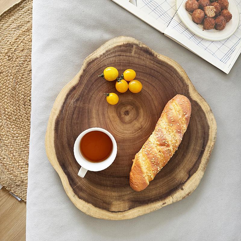 日式实木餐用托盘相思木砧板不规则整木菜板木质茶盘原木摆件餐盘