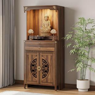 新中式北美黑胡桃木实木佛龛供桌神台立柜一体佛龛观音菩萨家用