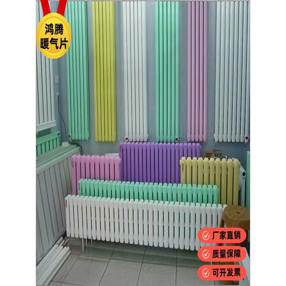 暖气片家用钢制水暖散热器壁挂炉彩色楼房明装钢二柱矮5025型加厚