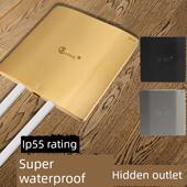 全铜防水插座开式 双五孔地板插座隐形电脑地板插座16A网络插头隐