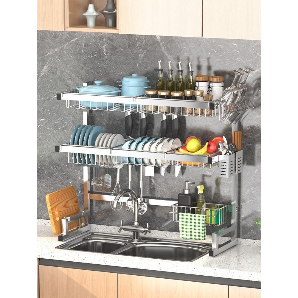多功能沥水架不锈钢厨房水槽置物架洗碗架子水池放碗碟盘收纳碗架