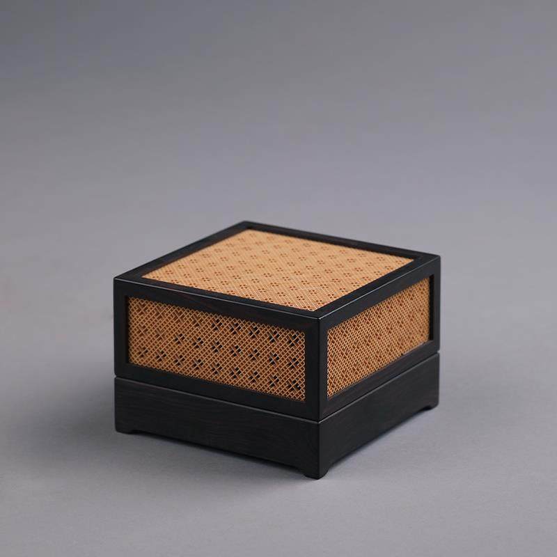 名师胡正仁手作香炉紫光檀传统竹制工艺镶嵌薰香环香沉香茶道配件