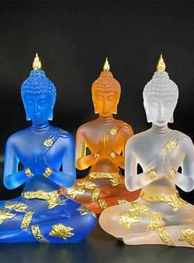 泰国禅意佛像摆件客厅琉璃美容院茶桌装饰东南亚风格小坐佛工艺礼
