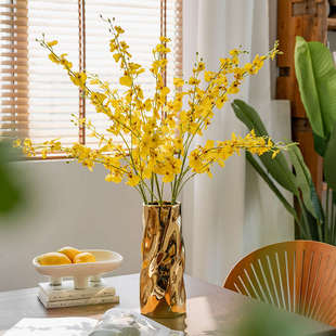 仿真花跳舞兰假花绢花装饰花客厅桌面摆设摆件花卉花艺迎春花24新