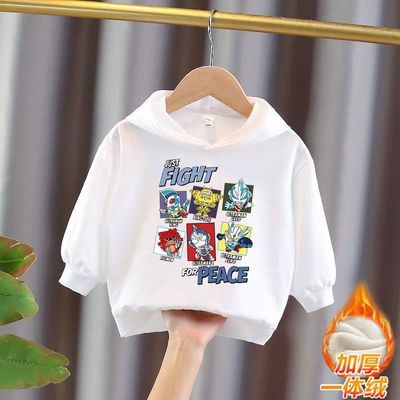 羊羔绒男童卫衣冬季洋气休闲加绒加厚连帽卫衣宝宝时尚潮流上衣12