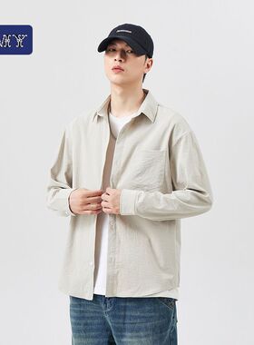 （服装服饰类）2025春装休闲衬衫内搭叠穿衬衣长袖上衣复古外套