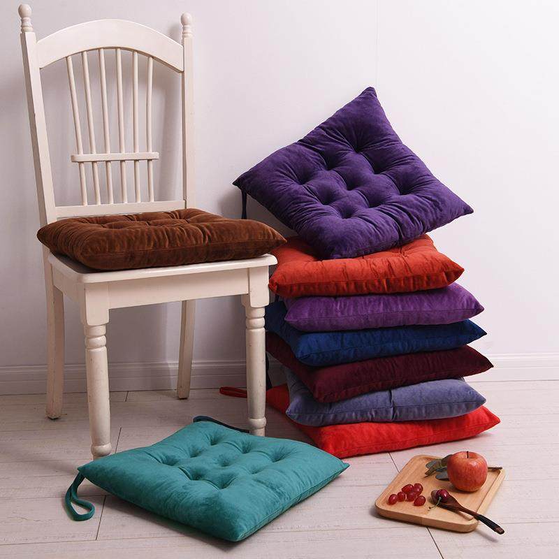 水晶绒椅子垫餐厅麻将馆保暖坐垫加厚绑带款餐桌椅垫厂家直销