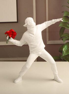 班克西仍花摆件抽象艺术品雕塑人物摆件客厅书房家居装饰品工艺品